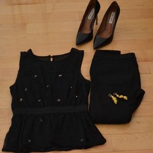 Anthropologie Meadow Rue lace peplum top, Size S